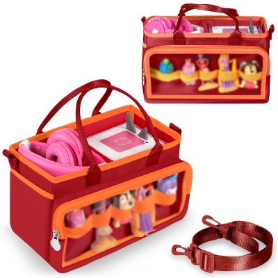 Ottkids Carrying Case Compatible with Toniebox 2/1, Portable Organizer Case for Tonie Figures Characters, Headphones & Accessories, Storage Travel Case with Shoulder Strap and Handle(Red)