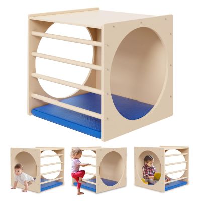 DOLEMODUO Kids Cube Cozy Corner, 30" Wooden Montessori Play Furniture, Solid Reading Nook with Cusion, Play Set and Palyhouse for Preschool, Home and Daycare (Natural Finish)