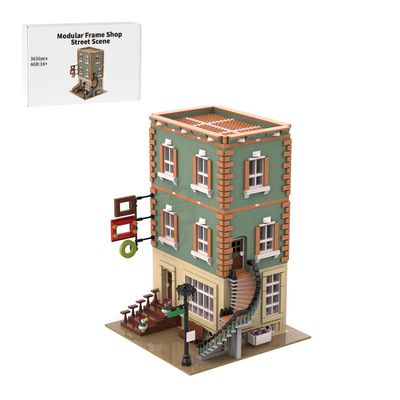 ConsoleXpress Modular Frame Shop Building Blocks Set, 3636PCS Architecture House Street View Model Display Kit for Adults, Collectible Gift Compatible with Major Brands, MOC-193281