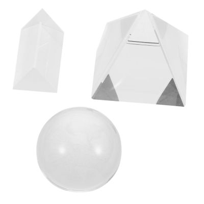 Cabilock 3pcs Optical Crystal Prism Triangular and Pyramid Prisms for Teaching Photography Science Experiments and Home Decor for Learning and Refraction Demonstrations