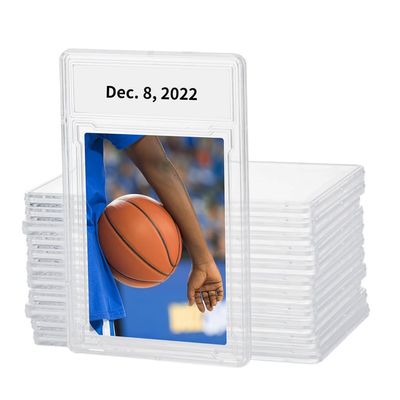12 Pcs Clear Acrylic Card Holders, Hard Shell Display Box for Sports, Anime, and Game Cards, 5 X 3 with Label Slot