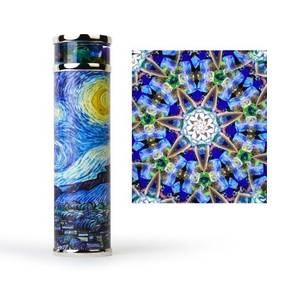 The Starry Night Rotatable Kaleidoscope,5.5" Handmade Full Visual Kaleidoscope For Adults,Natural Crystal Gems Stone Oil-Filled Core Box,Gift Box,Christmas New Year Valentine's Day Present Gift