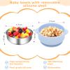 Dovesail 2 Pack Stainless Steel Baby Bowls with Removable Non-Slip Silicone Suction Shell and Lids, Anti Scald Food Container for Baby Food Feeding-Skyblue & Yellow view 4