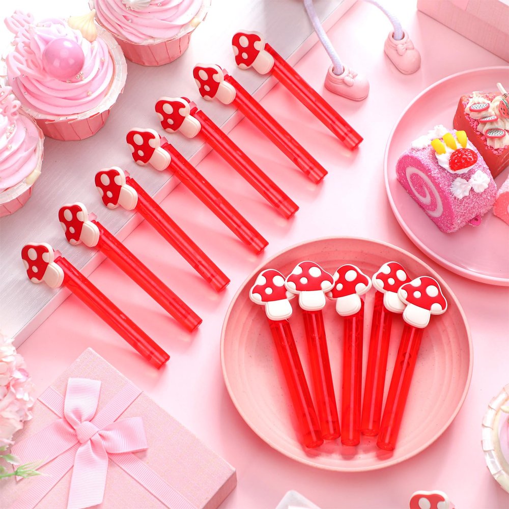 Shappy 48 Pcs Mushroom Bubble Wands Bulk Mini Bubbles Party Favors Stick for Activity Use Birthday Gift Party Supplies