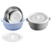 Dovesail 2 Pack Stainless Steel Baby Bowls with Removable Non-Slip Silicone Suction Shell and Lids, Anti Scald Food Container for Baby Food Feeding-Skyblue & Gray view 1
