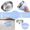 Dovesail 2 Pack Stainless Steel Baby Bowls with Removable Non-Slip Silicone Suction Shell and Lids, Anti Scald Food Container for Baby Food Feeding-Skyblue & Gray view 2