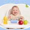 Dovesail 2 Pack Stainless Steel Baby Bowls with Removable Non-Slip Silicone Suction Shell and Lids, Anti Scald Food Container for Baby Food Feeding-Skyblue & Gray view 3