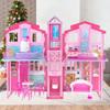 2025 Doll House Playset, 2-Story Foldable Dollhouse with 4 Rooms & Elevator, Furniture for 11.5-inch Dolls, Ideal Toys for Kids Girls 3+ up Years view 1
