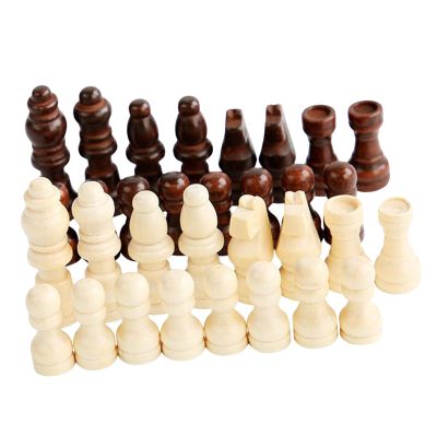 32 Wooden Chess Pieces Set, Game Pawns for Chess Board, Ideal for Beginners, S