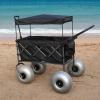 WONDERCAMEL Stroller Wagon with Big Balloon Wheels for Sand, Folding Pull Push Cart with Removable Canopy, 13'' Inflatable Tires, Pump Included view 1