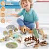 26PCS Wooden Dollhouse Furniture Set, Outdoor Miniature Doll House Accessories Playset for Toddlers, Outdoor Scenes Poolside Playground Pretend Play Toy for Kids 3+ view 2