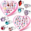 Jerify 2 Boxes Valentine Kids Rings for Girls, Adjustable Little Girl Dress up Rings Play Jewelry Princess Jewel in Box for 4-12 Year Old Kids Toys Party Favors Birthday Gifts Assorted(Heart Style) view 1