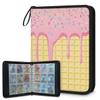 Kuquteed Pink Ice Cream Trading Card Binder 4 Pocket 400 Cards Holder Collector Album with 50 Removable Sleeves Gifts for Boys Girls Waffles Biscuit Sports Game Cards view 1
