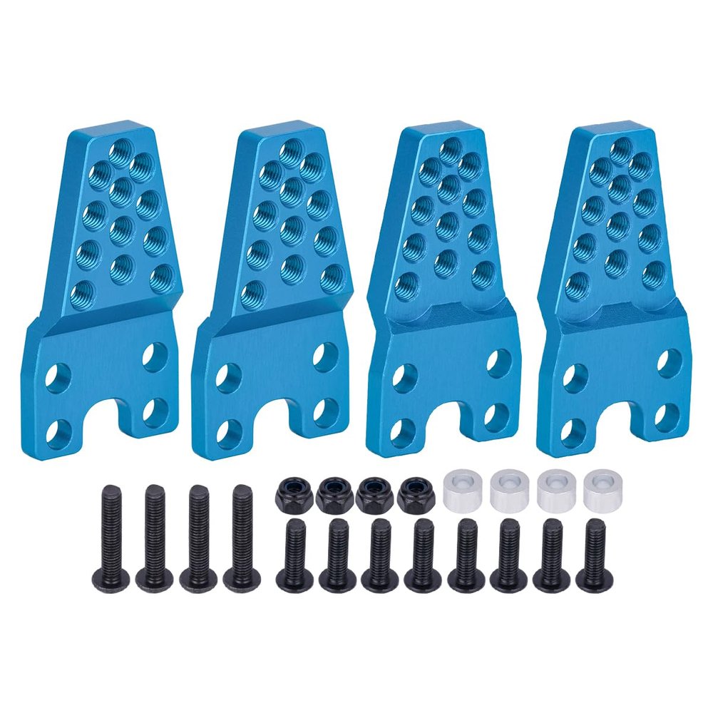 4Pcs Aluminium Adjustable Shock Absorber Mount Bracket for 1/10 RC Crawler Car Axial SCX10 90046 TRX-4 D90 D110 Upgrade Parts (Blue B)