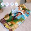 Evulum Custom Toddler Nap Mat for Daycare, Boys Travel Sleeping Bag Kids Nap Mats with Pillow Blanket for Preschool Kindergarten, Personalized Name&Face, Easy Carry Nap Sack Green Dinosaur view 2