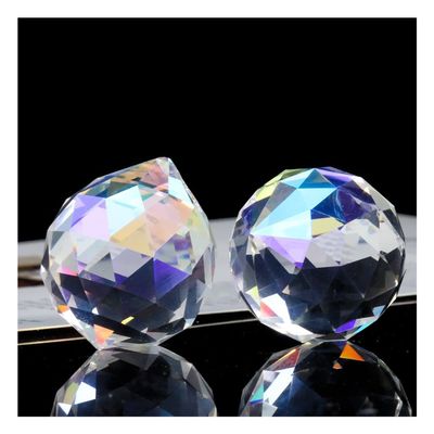 Hanging Crystals Prisms 2PCS 30mm AB Colored Crystal Ball Shinning Faceted Prisms Chandelier Parts Hangings Crystals for Decoration