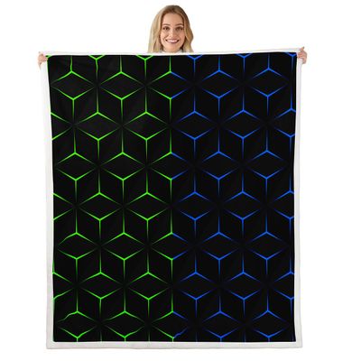 jejeloiu Fleece Throw Blanket Baby 30"x40" Boys Girls Triangle Print Sherpa Blanket Plush Fuzzy for Kids Geometric Modern Black Green Blue Room Decor
