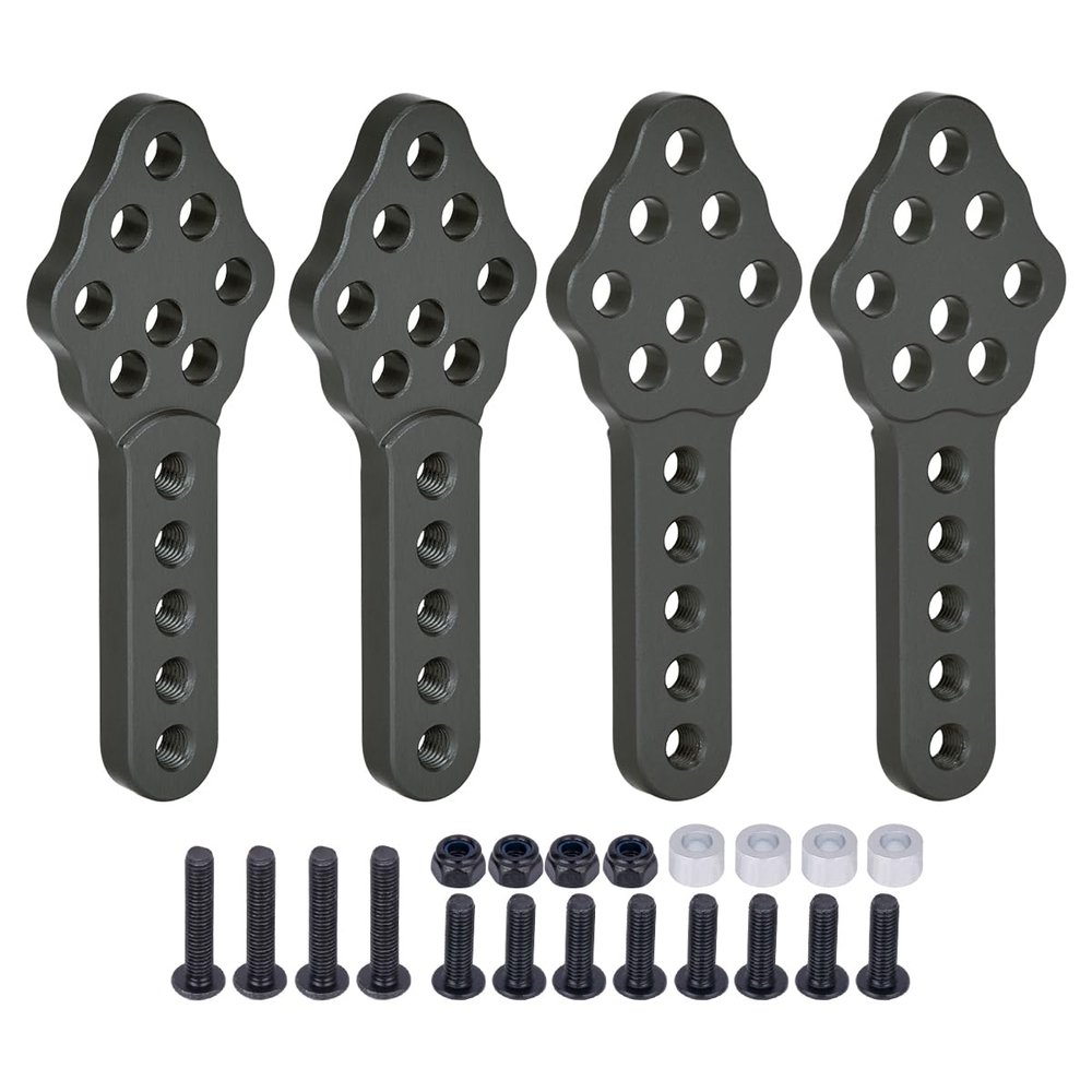 4Pcs Aluminium Adjustable Shock Absorber Mount Bracket for 1/10 RC Crawler Car Axial SCX10 90046 TRX-4 D90 D110 Upgrade Parts (Black A)