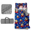 Evulum Custom Toddler Nap Mat for Daycare, Boys Travel Sleeping Bag Kids Nap Mats with Pillow Blanket for Preschool Kindergarten, Personalized Name&Face, Easy Carry Nap Sack Driver Blue view 1