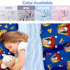 Evulum Custom Toddler Nap Mat for Daycare, Boys Travel Sleeping Bag Kids Nap Mats with Pillow Blanket for Preschool Kindergarten, Personalized Name&Face, Easy Carry Nap Sack Driver Blue view 2