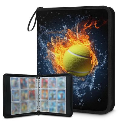 Kuquteed Flame Tennis Trading Card Binder 9 Pocket 900 Cards Holder Collector Album with 50 Removable Sleeves Gifts for Boys Girls Water Fire Ball Game Sports Cards
