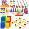 91Pcs Carnival Outdoor Games Potato Sack Race Bags for Adult and Kids Tug of War Rope Egg Spoon Bean Bags Ring Toss 3 Legged Relay Race Giant Tic Tac Toe Game Outdoor for Field Day Game Birthday Party view 1