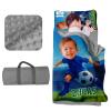 Evulum Custom Toddler Nap Mat for Daycare, Boys Travel Sleeping Bag Kids Nap Mats with Pillow Blanket for Preschool Kindergarten, Personalized Name&Face, Easy Carry Nap Sack Soccer view 1