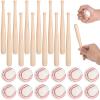 24PCS Mini Baseball Bats Mini Foam Sports Balls, 7.9 in Small Wooden Baseball Bats, 2 in Foam Baseball Balls, DIY Paintable Wood Bat for Baseball Party Supplies Sports Theme Decoration (24PCS) view 1