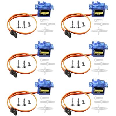 6Pcs Sg90 9G Micro Motor, Mini Servos Motor Kit Plastic Gear 180 Degree for Rc Car Airplane Plane