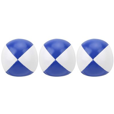 3PCS Juggling Ball for Beginners, Soft Indoor Leisure Portable PU Leather Juggle Ball Kit (Blue and White)