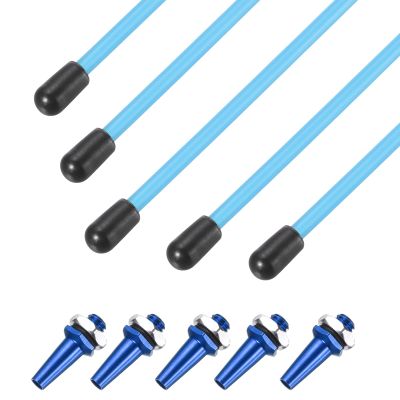 uxcell 160mm Plastic Protection Antenna Tube, RC Antenna Tube with Mount and Cap for RC Car Boat Drone Receiver(Blue, 5 Pcs)