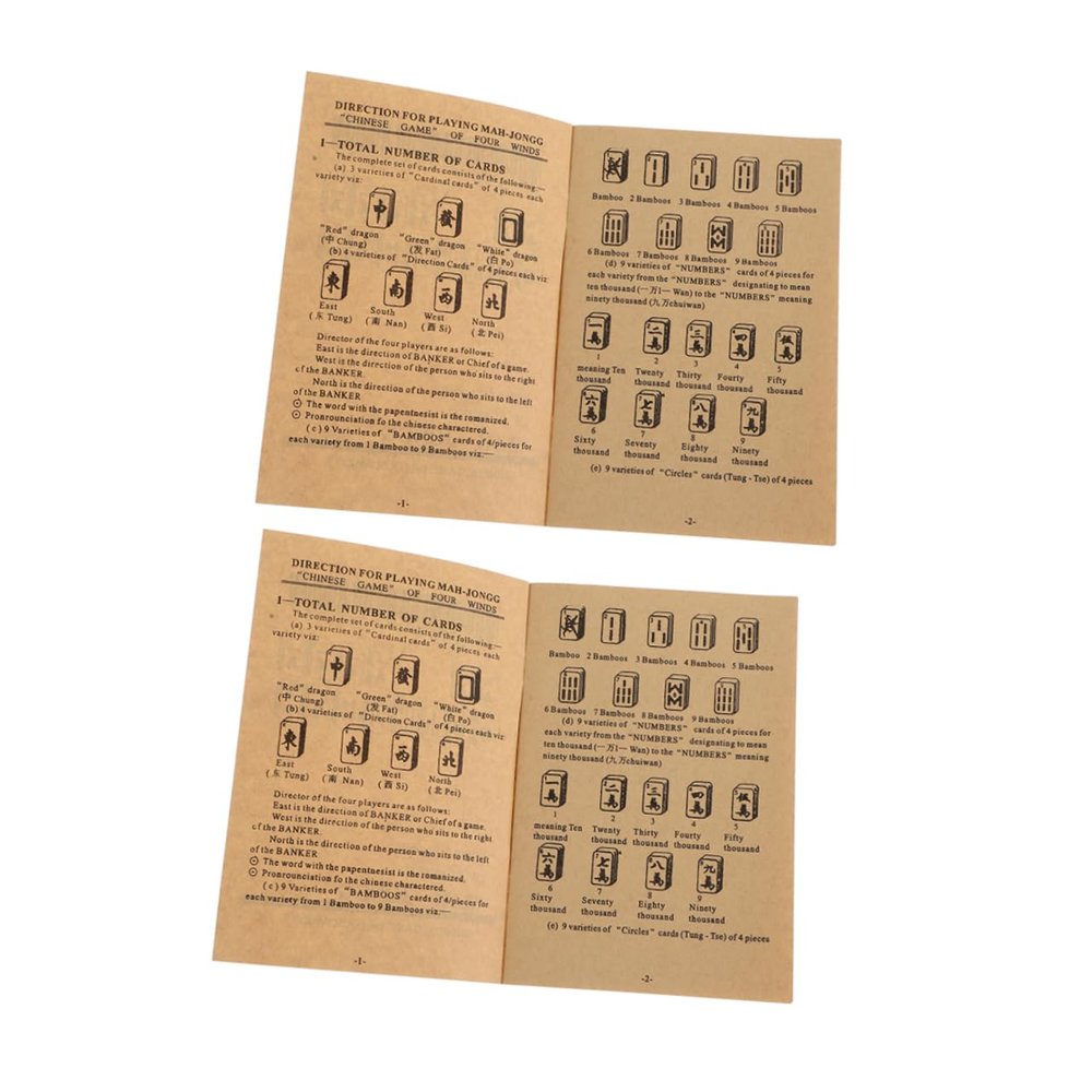 Abaodam 2pcs Mahjong Guide Manual Book for Beginners English Mahjong Instructions Rules Techniques and Strategies