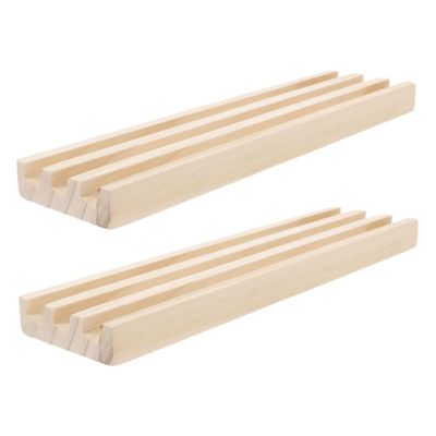BESPORTBLE Wooden Domino Racks Set of 2 Non-Slip Domino Holders for Tabletop Games Portable Mahjong Display Stand for Board Game Enthusiasts