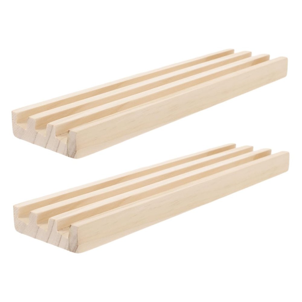 BESPORTBLE Wooden Domino Racks Set of 2 Non-Slip Domino Holders for Tabletop Games Portable Mahjong Display Stand for Board Game Enthusiasts