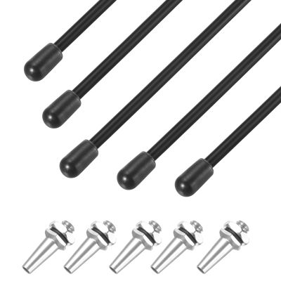 uxcell 320mm Plastic Protection Antenna Tube, RC Antenna Tube with Mount and Cap for RC Car Boat Drone Receiver(Black Silver Tone, 5 Pcs)
