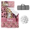 Personalized Toddler Nap Mat, Custom Name Sleeping Bag with Removable Pillow & Blanket, Roll Up Nap Mat for Boys Girls, Preschool Daycare Kindergarten, Pink Leopard Theme view 1