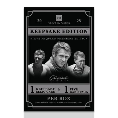 2025 Steve McQueen Keepsake Premiere Edition: 1 Encased Relic and a 5 Card Pack, Featuring Authentic Movie Props, Cut Signatures, Gem Relics