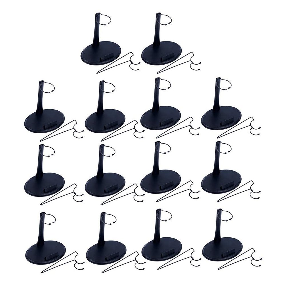 14-Packs 12 Inch Doll Stands Plastic Action Figure Stands 1/6 Scale U & Shape Display Bases for Figures Black