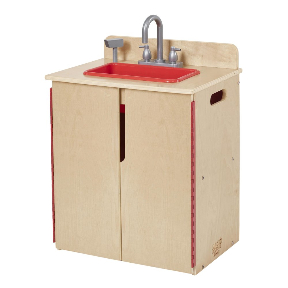 Back2School Express Chef's Station Kids Wooden Pretend Kitchen Sink, Play Kitchen, Natural