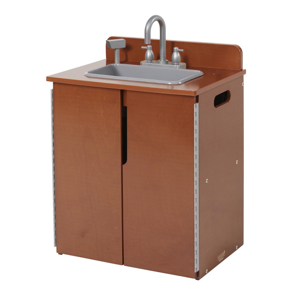 Back2School Express Chef's Station Kids Wooden Pretend Kitchen Sink, Play Kitchen, Dark Walnut