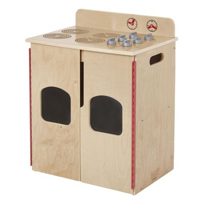 Back2School Express Chef's Station Kids Wooden Pretend Kitchen Stove, Play Kitchen, Natural