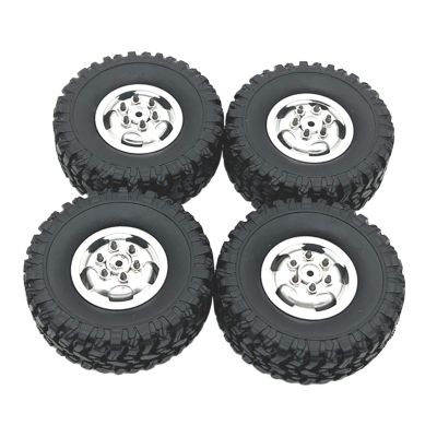 4 Pack of RC Tires and Wheels for 1/12 MN82 MN78 1/16 RC Crawler Car Accessories, Argent