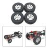 4 Pack of RC Tires and Wheels for 1/12 MN82 MN78 1/16 RC Crawler Car Accessories, Argent view 4