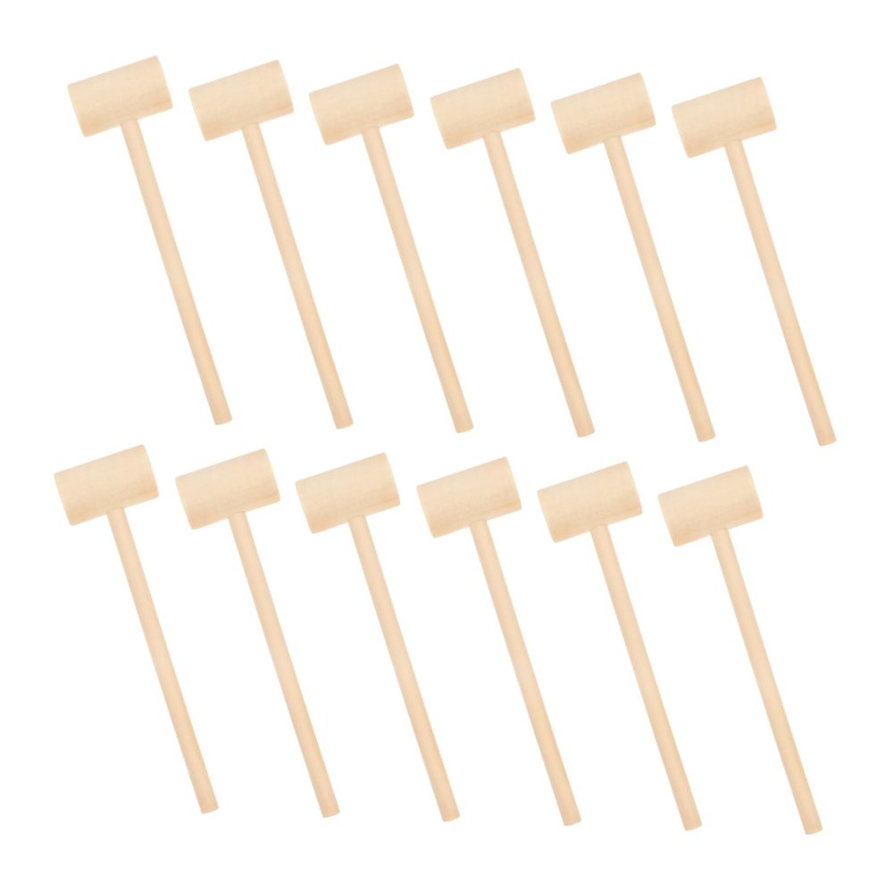 Kisangel 12Pcs Mini Wood Hammer for Solid Wood Mallet Fun Hammering for Boys and Birthday for Encourages Coordination and
