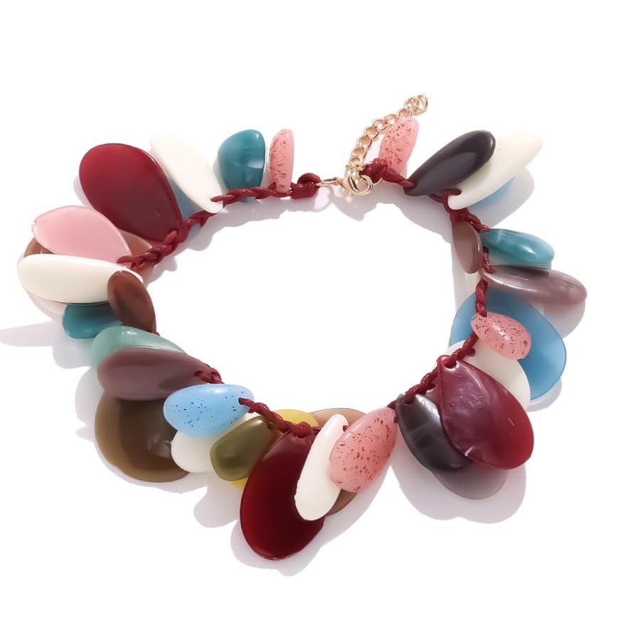 ZYIBPMSJKQCFK Irregular Geometric Resin Necklace Irregular Shaped Collarbone Chain,Necklace,35.2+7cm