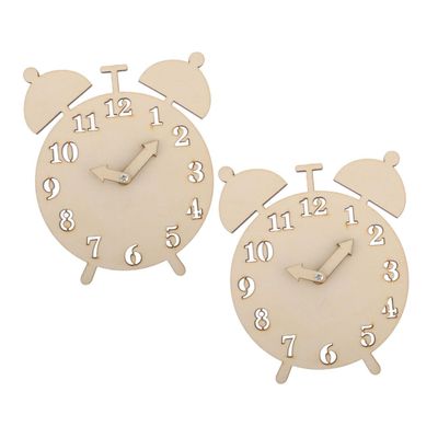 OSALADI 2sets Wooden DIY Alarm Clock Puzzle Parts Kit for Homeschooling Toy Clock for Toddlers