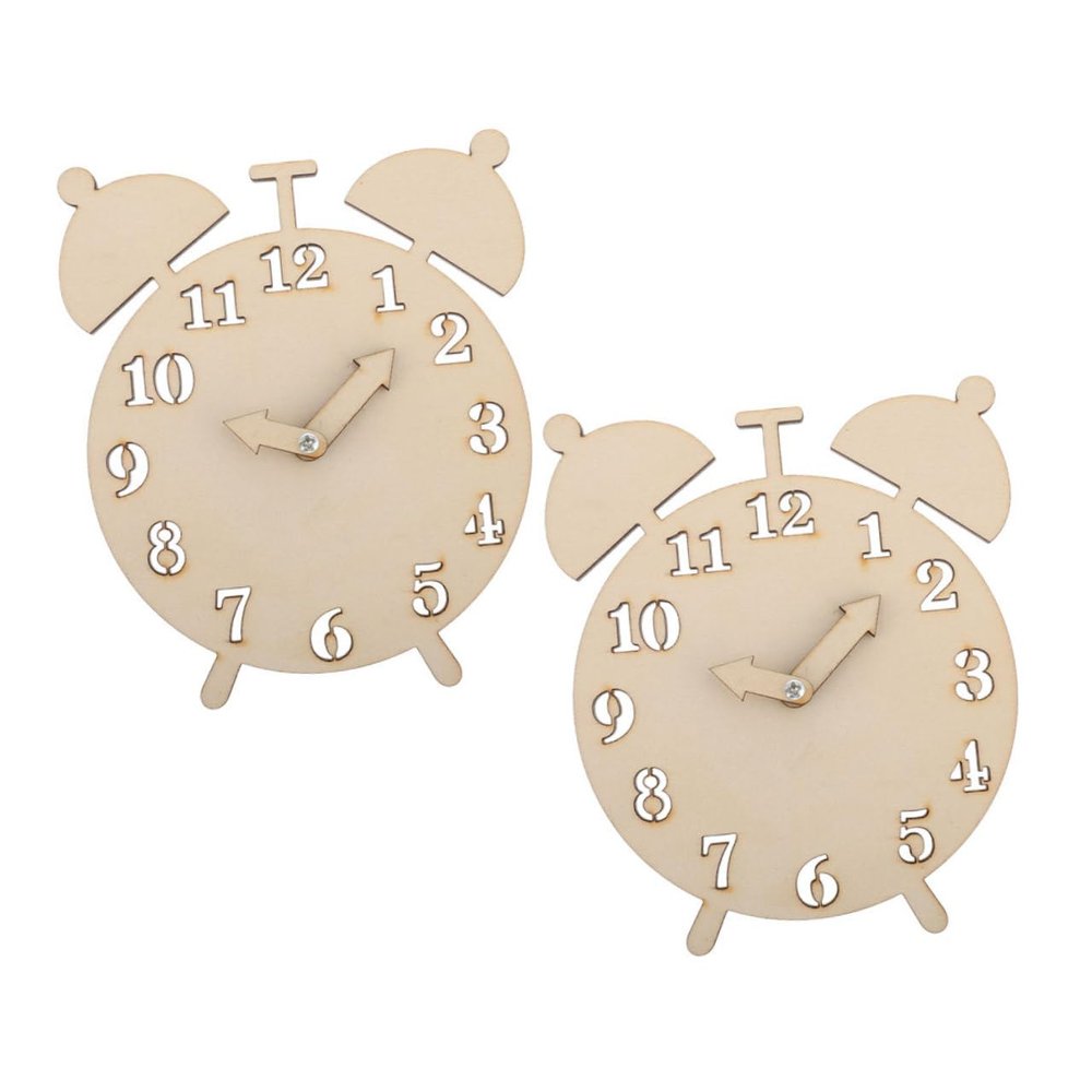 OSALADI 2sets Wooden DIY Alarm Clock Puzzle Parts Kit for Homeschooling Toy Clock for Toddlers
