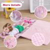DJY Toddler Nap Mat Pink Unicorn Slumber Bag,Kid Sleeping Mat with Removable Pillow & Minky Blanket,Perfect for Daycare,Preschool,Kindergarten,Travel view 4