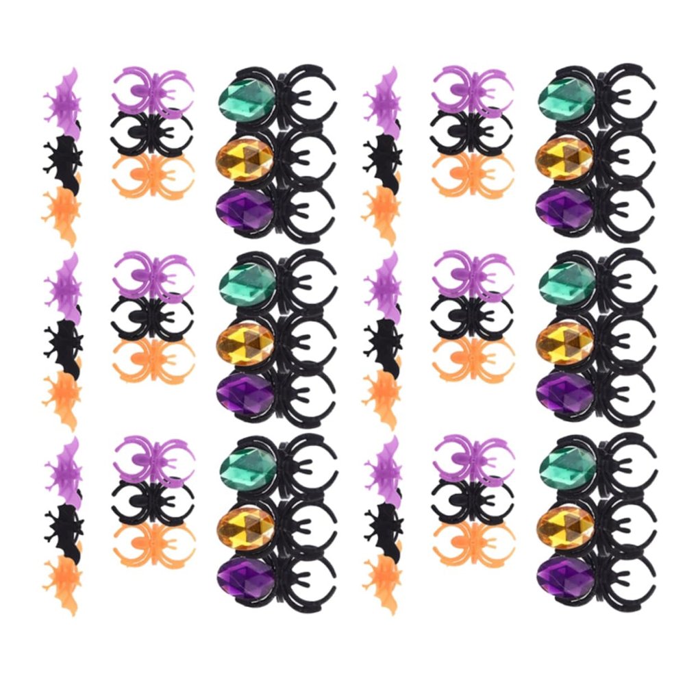 ibasenice 60 Pcs Halloween Finger Ring Spider and Bat Rings for Fun Party Props and Decorations for Costume Parties and Festivals