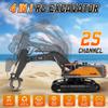 kolegend 1:14 RC Excavator 25 Channel 4 in 1 Construction Toys,Remote Control Vehicles Tractor Sandbox Toys Digger,with Metal Bucket,Drill Bit,Gripper & Wood Gripper RC Truck view 2